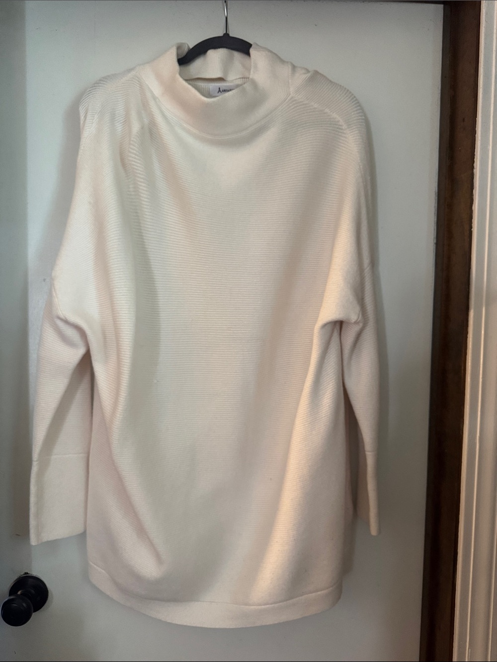 Women's Cream Mock Neck Tunic Sweater